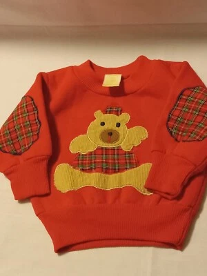 Años 90 De Colección. Sudadera Sears Baby Navidad Oso a Cuadros Roja Pequeña hasta 16 libras 🐻 Foto 1 de 4