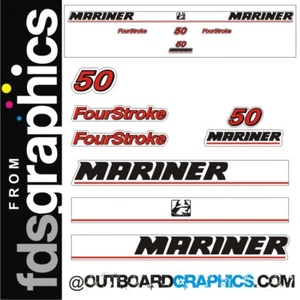 Mariner 50hp ELPT outboard engine decals/sticker kit - Picture 1 of 1
