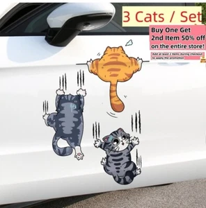 Set of 3 : Funny Cats Decal Auto Car Truck Window Bumper Scratch Vinyl Stickers - Foto 1 di 10