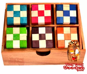 Snake Cube Level Box medium 6 verschiedene Schlangenwürfel 6x6x6 cm knobelspiel - Bild 1 von 5