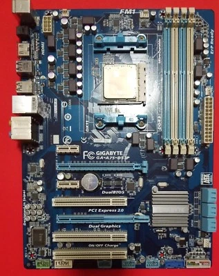 Gigabyte GA-A75-DS3P Socket FM1  & 4 X 1GB RAM,  SOLD AS IS - Image 1 of 4