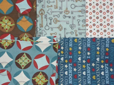 Stoffreste Patchwork Nähen Blau Braun  250 g (3) - Bild 1 von 2