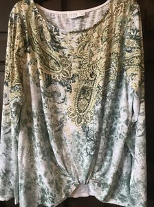 Time And TRU- Xxxl Size 22 Long Sleeve Blouse With Accents - Picture 1 of 7