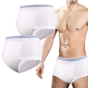 Mens Washable Urinary Briefs with Front Absorbent Area - 2PCS Reusable Incont... - Picture 1 of 7