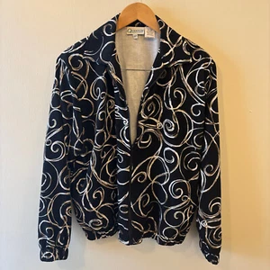 Vintage 80s Quantum Sport Jacket Size Med Made in USA Bomber Jacket Cotton Poly - Picture 1 of 14