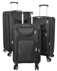 Zestaw walizek miękkiego bagażu 3-częściowy zestaw podróżny wózek 4 rolki zamek składany czarny