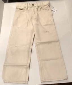 Gap Kids Adjustable Waist Bootcut Distressed Pants Size 5 Beige - Picture 1 of 9