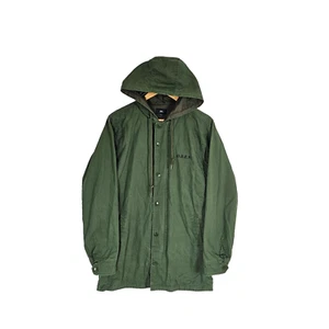 OBEY Mens S Green Army Slugger Fishtail Parka Jacket Hooded Zip Snap Logo Pocket - Picture 1 of 16