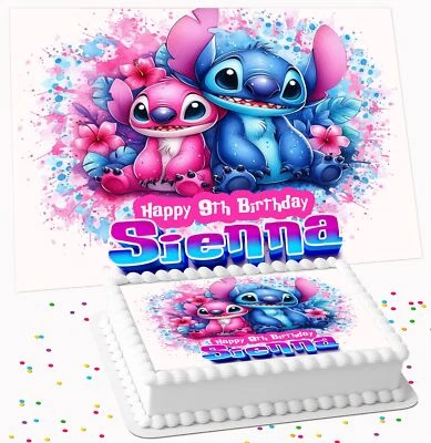 STITCH BIRTHDAY PERSONALISED BIRTHDAY ICING EDIBLE COSTCO CAKE TOPPER ST-03