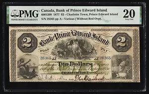 Canada π¨π¦ Prince Edward Island 1877 - $2 Two Dollars - PMG Very Fine 20 - Picture 1 of 2