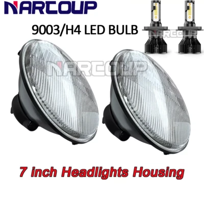 7" inch Round Projector LED Headlights Hi/Lo Beam For Freightliner FL112 Truck Foto 1 de 4