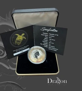 Fiji 2 Dollars - Taku Turtle Silver Black Ruthenium 2011 #46 Only 200 Pieces - Picture 1 of 4