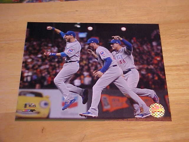 Foto a color Zobrist Bryant Rizzo 2016 Cubs con licencia 8x10 ENVÍO GRATUITO 3/MÁS Foto 1 de 1
