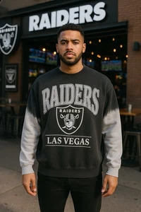 47 Raiders Sweatshirt Small Dip Dye Crewneck Vintage Football Las Vegas NFL - Picture 1 of 7