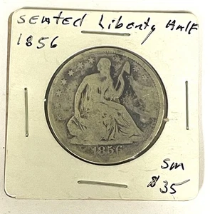 1856 Seated Liberty 90% Silver Half Dollar Coin - Picture 1 of 2