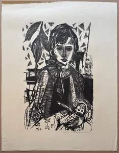 Hanno Edelmann, Mädchen mit Puppe, Lithographie, 1955, handsigniert - Picture 1 of 4