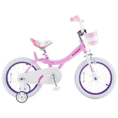 Bicicleta RoyalBaby Princess Niña 16" con Ruedas de Entrenamiento y Pata de Cabra, Conejito/Rosa Púrpura Foto 1 de 4