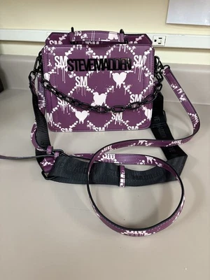 New Steve Madden Bloody Hearts Bevelyn Crossbody Satchel Plum Purple Halloween - Image 1 of 4