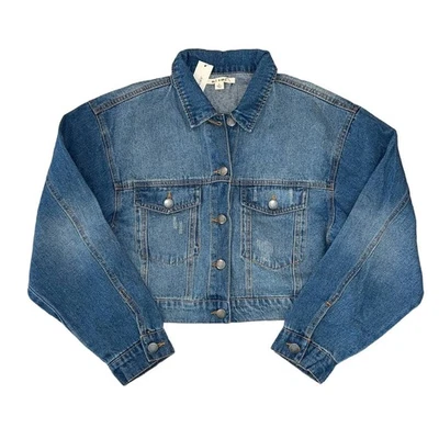 Chaqueta Vaquera/Jean Azul Recortada Francesca's Mi ami Nueva con Etiquetas - TALLA PEQUEÑA Foto 1 de 4