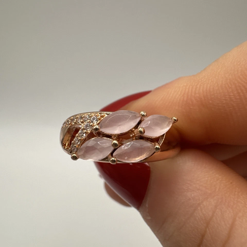 14CT ROLLED Bonded Gold Ring Size O Semi Precious Rose Quartz Hallmarked 585RG - Image 1 of 4