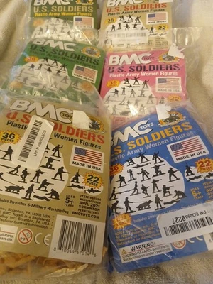 Lote de 6 bonecos BMC Toys de plástico exército feminino soldado militar novo na bolsa - Imagem 1 de 4