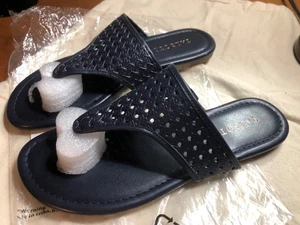 TALBOTS Womens 7M NAVY BLUE  Flip Flops SANDALS NWT New NICE LOOK - Picture 1 of 11