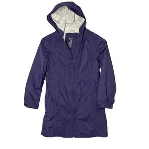LL Bean Kids Youth Windbreaker Hooded Rain Coat Zip Jacket Size L(6x/7) Purple - Picture 1 of 18