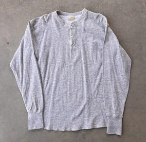 Vintage LL Bean River Drivers Shirt Large 80s 90s Gray Henley Wool Blend Thermal - Picture 1 of 9