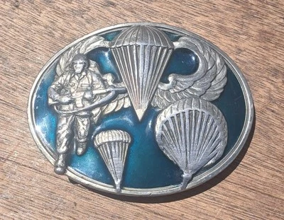 Siskiyou Peltre EE. UU. Militar Aerotransportado Cinturón Hebilla Ovalado 1990 EE. UU. Paracaídas Foto 1 de 4