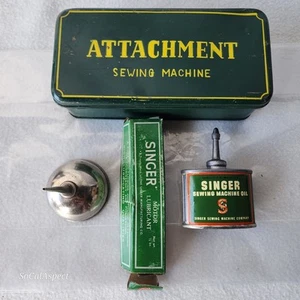 Singer Sewing Machine Oil Can 1 1/3oz W Lead Spout 3" Tall + oil tin can bundle - Picture 1 of 5