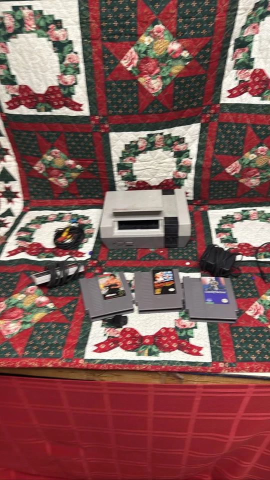 Nintendo NES Console w/ Cords, 2 Controllers, 3 Games - Image 1 of 1