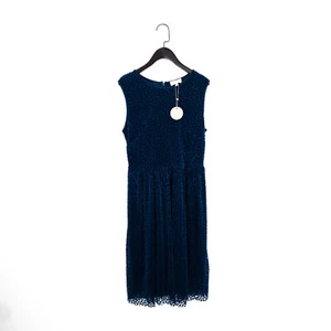 APRICOT Teal Knee Length Dress Velvet Mesh Spot Sleeveless - Size 12 - NEW - Picture 1 of 8