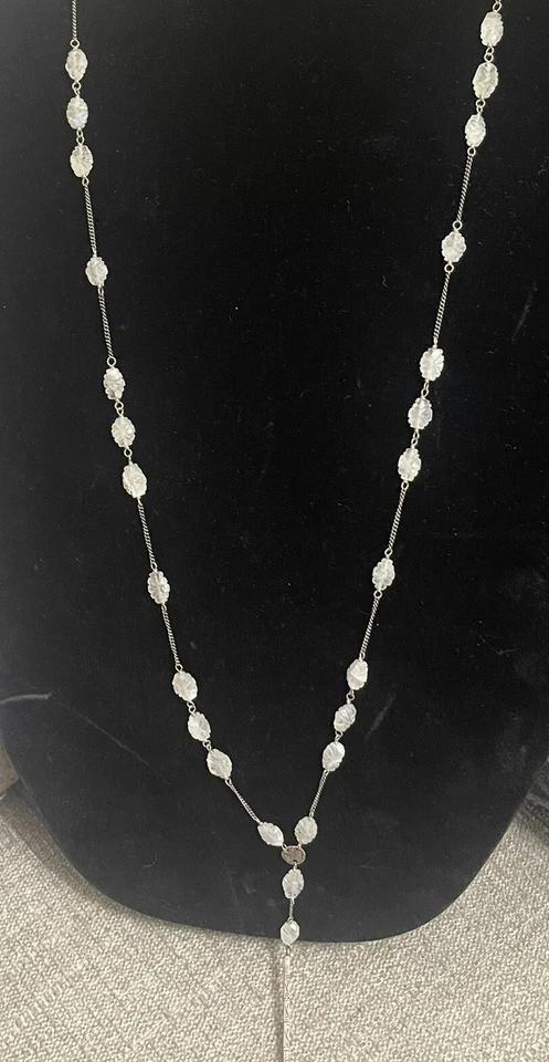 Collar Chan Luu Blanco Esterlina Facetado Flor Luna Piedra Lariat Spike ¡Único! Foto 1 de 4