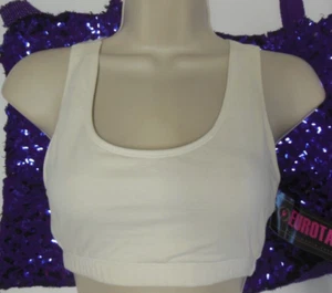 Eurotard Cotton Spandex racerback white crop top #10330 ladies size - Picture 1 of 3