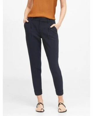 NWT Banana Republic High Rise Tapered Cuffed Cropped Pants Navy Blue 18 Long ** Foto 1 de 4