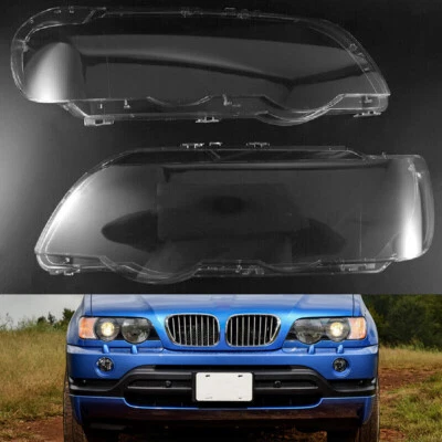 Für BMW X5 E53 2000-2003 Paar Klar Scheinwerferglas Streuscheiben Abdeckung - Imagem 1 de 4