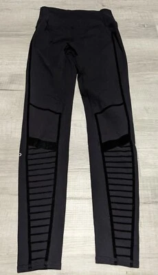 Leggings Alo Yoga para mujer flocados cintura alta negro terciopelo moto talla pequeña Foto 1 de 4