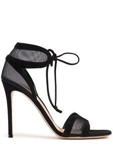 GIANVITO ROSSI Falene 105 $995 Black Suede/Mesh Sandals New & Authentic - Picture 1 of 4