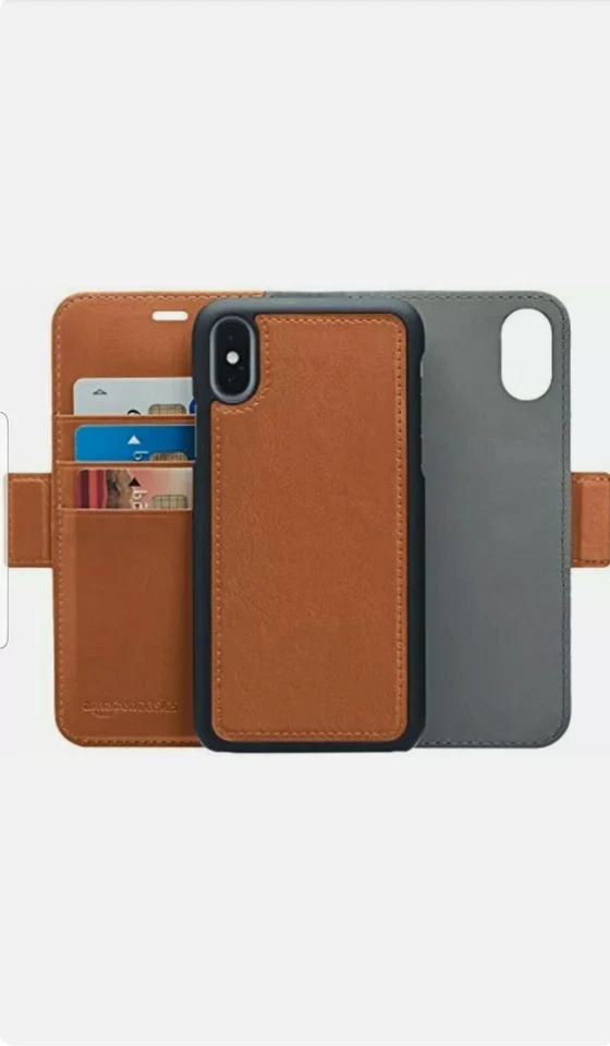 Amazon Basics iPhone X PU Leather Wallet Detachable Case, Brown (4.1) - Image 1 of 3