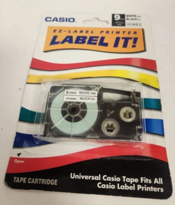 CASIO EZ-LABEL PRINTER 9mm 3/8 WHITE/BLACK NEW - Image 1 of 4