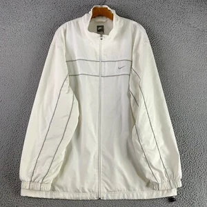 Vintage Nike Jacket Mens XXL White Windbreaker Gray Tag Track Rain Y2K 2000s - Picture 1 of 18