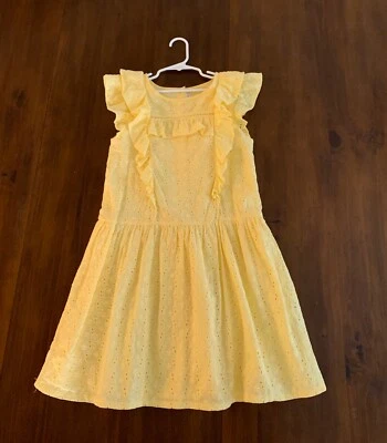 JANIE AND JACK Girls Size 12 / Ruffle Trim Eyelet Dress / Golden Haze Yellow - Image 1 of 3