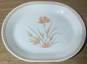 Corelle Corning serving veggie platter USA  Peach Floral VTG retired Medium ￼12" - Picture 1 of 6