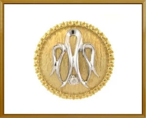 14K Solid Yellow & White Gold Fashion Ring with Diamond - Picture 1 of 4
