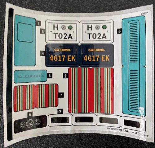 LEGO STICKER SHEET #1 10279 VOLKSWAGEN T2 CAMPER VAN from set New - Image 1 of 1