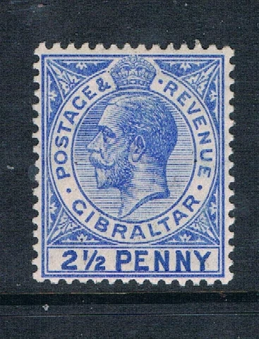 Gibraltar 1912 - 2½d KGV - Deep Bright Blue - LRG "2"- SC 69v [SG 79a] MINT - R5 Cover