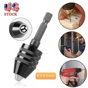 Adaptador de mandril sin llave de 0,3-6,5 mm controlador de impacto convertidor 1/4 vástago hexagonal herramienta - Imagen 1 de 11