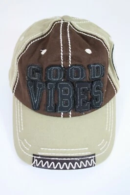 Gorra de béisbol Good Vibes talla única marrón algodón líder unisex Foto 1 de 4