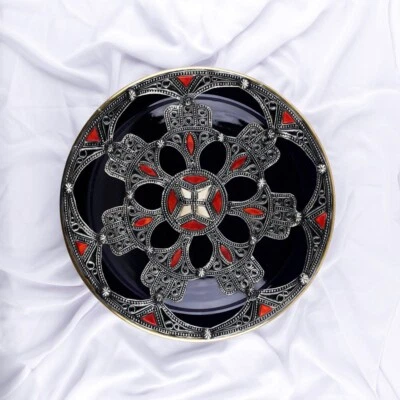 14"Ceramic Plates good quality Plate with painted ceramic and metal Moroccan Wal - Image 1 of 4