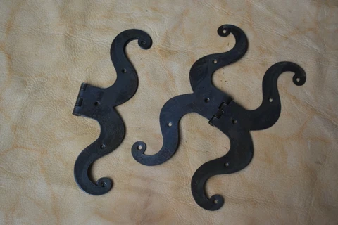 vintage iron door gate hinges handmade iron hinges head burn rusty hardware 2 pc Cover